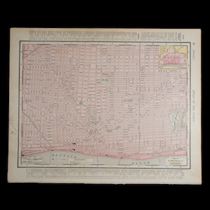 1897 DETROIT, MICHIGAN - Original Landkarte von Rand McNally and Company Atlas of the World
