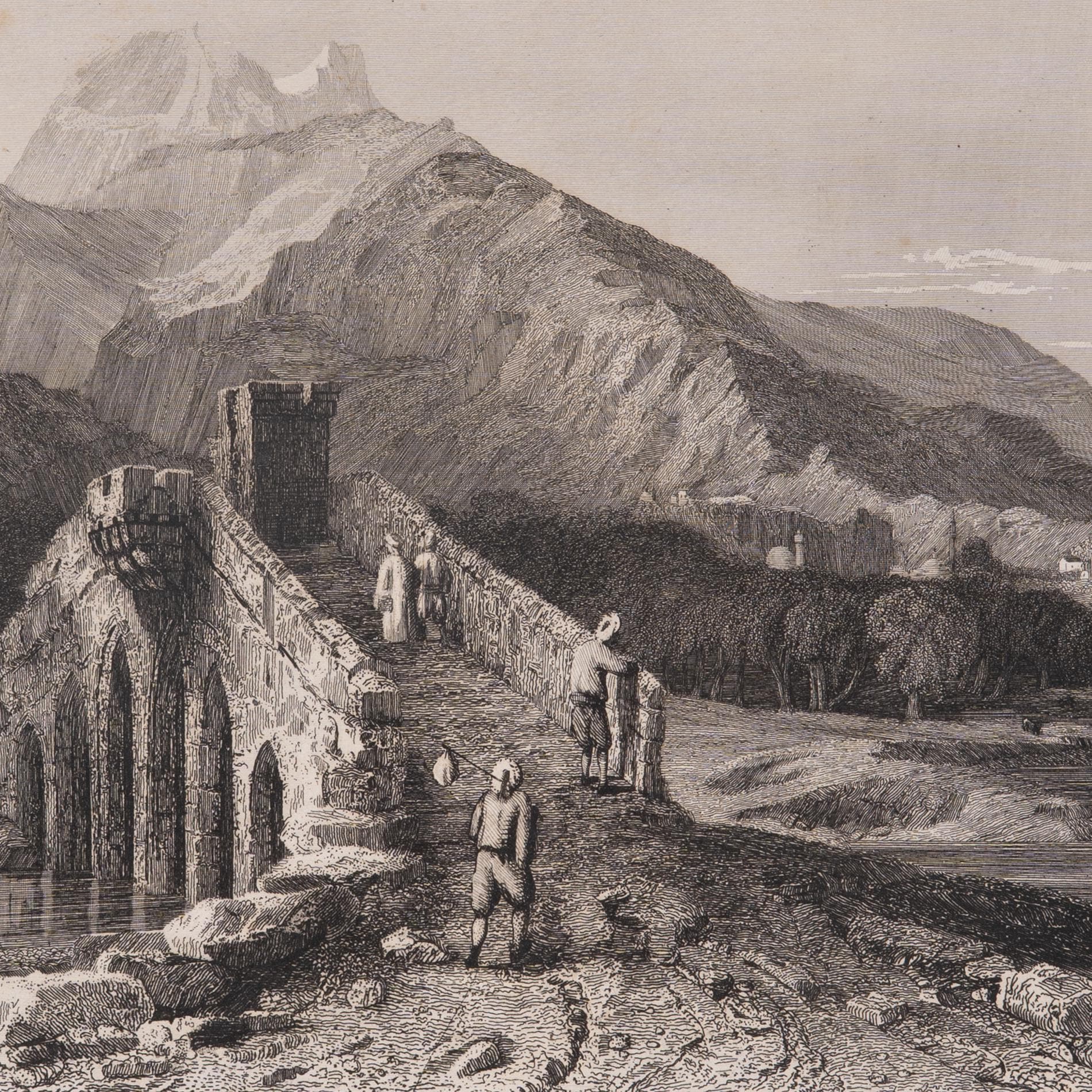 1841 RUINS and MOUNT OLYMPUS - Antique French Print Steel