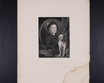 William Hogarth, English painter - VERY RARE - Original steel engraving &quot;The National Gallery&quot; 1884
