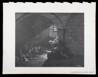 1880 UGOLINO DEVOURS his SONS - Impression originale de « La vision de l'enfer » par Dante Alighieri