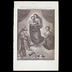 1898 - The Sistine Madonna - Rare chromolithograph plate from Brockhaus' Conversations-Lexikon / Religious plate