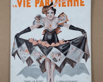 1935 La Vie Parisienne – Original Illustrated French Magazine with Art Deco Cover, Paris Fashion Art