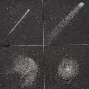 Halley's Comet, according to J. Herschel - Exquisite Plate - RARE ORIGINAL PRINT from a French Astrronomy Book 1877