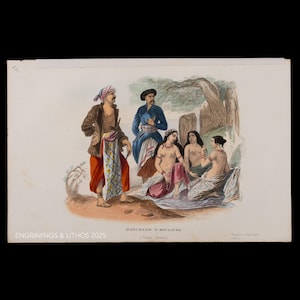 1844 Timor, Malay: Slave Trader – Antique Lithograph from &quot; Voyages Around the World and Famous Shipwrecks&quot;
