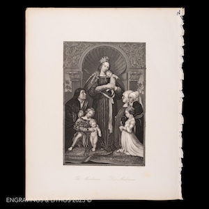 1850 THE MADONNA  - Black and white steel engraving from “Royal Dresden Gallery” by Payne V2 - Buy 2 prints, get 1 free!