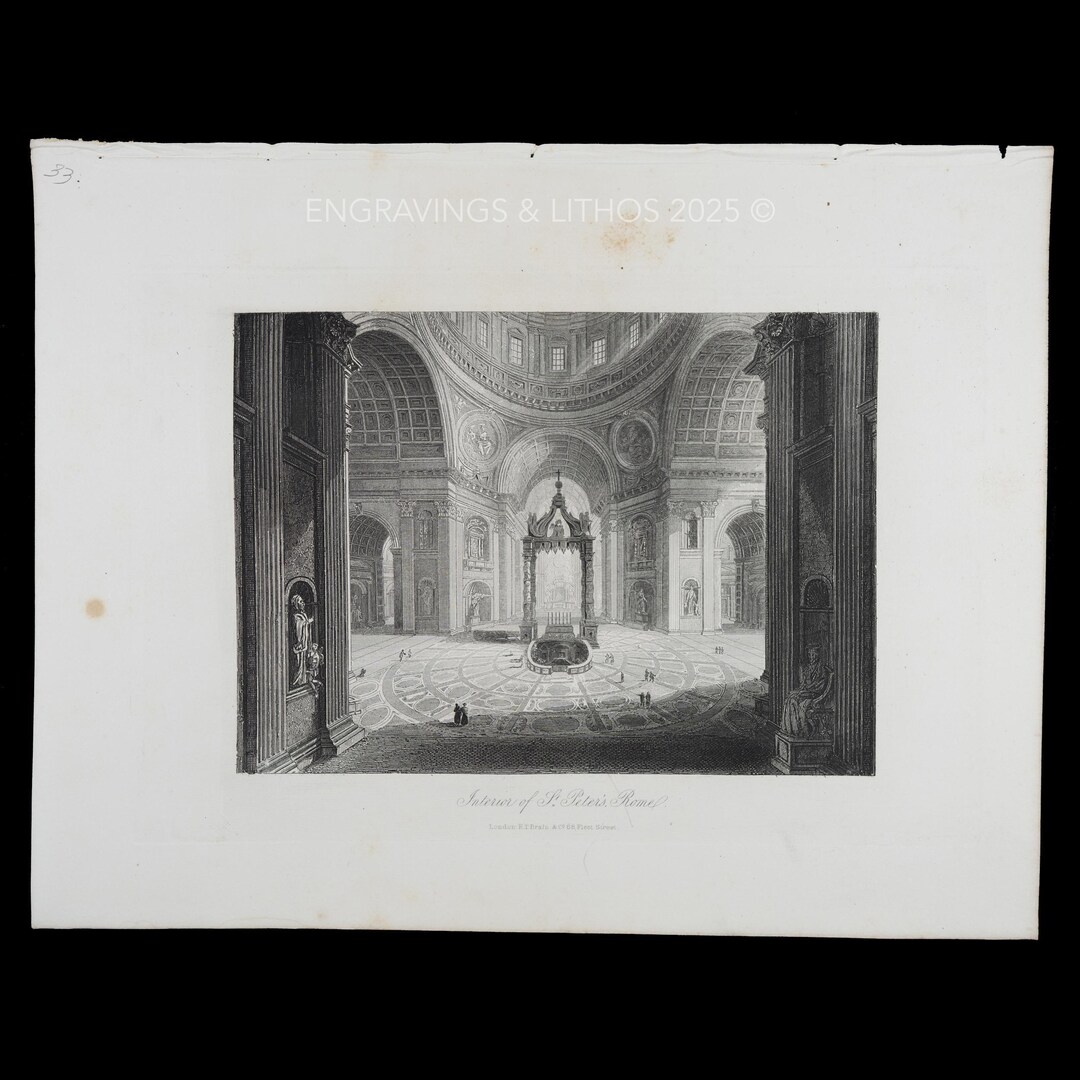 1847 the CHURCH of St. PETER'S, at ROME - Black and White Steel ...