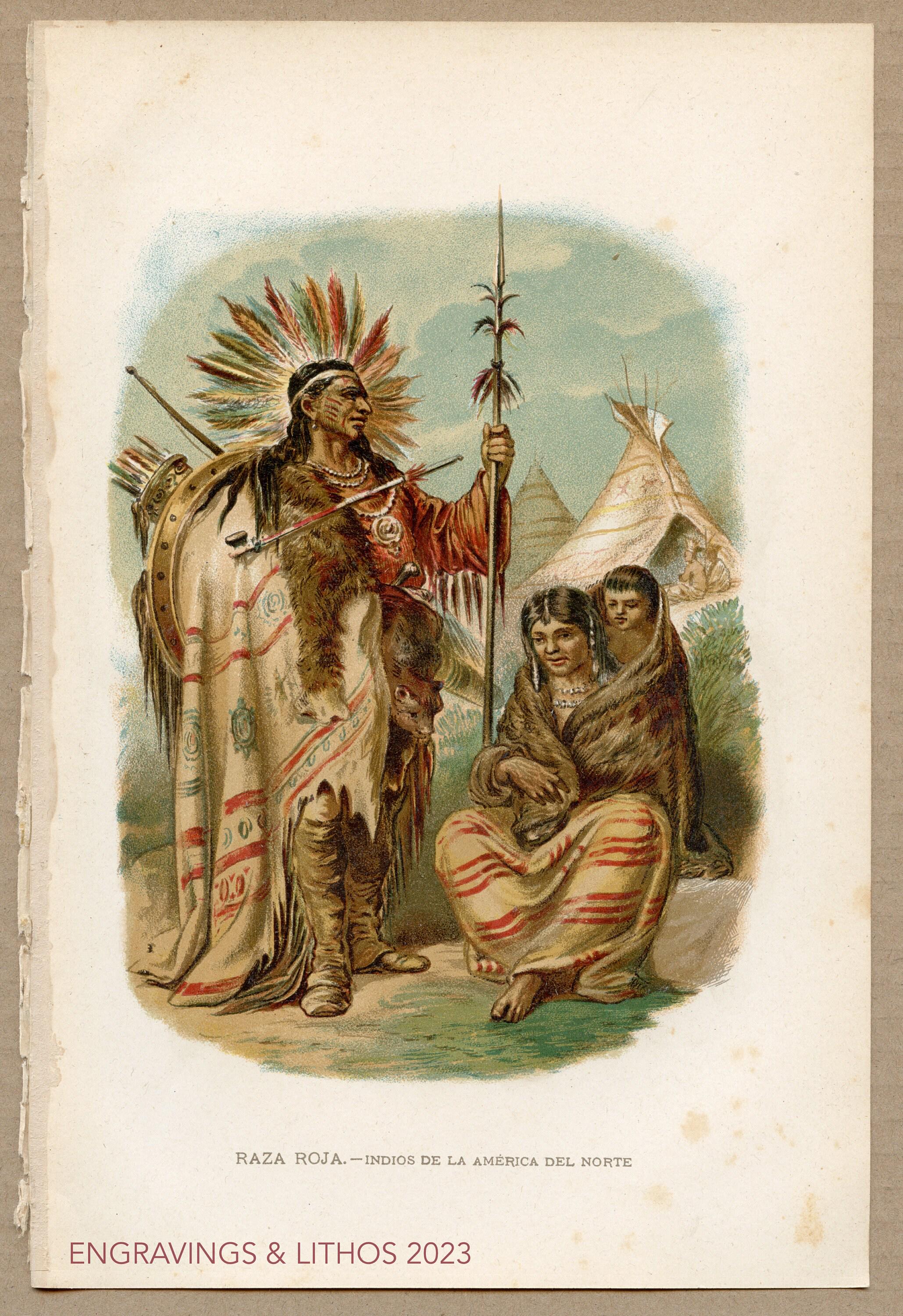 1891 North American Indians - Original Lithograph Plate From