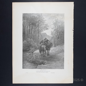 1889 DER ABWEICHUNG – Idyllen von Guinevere - Lithographie Illustration von Gustave Doré aus “Idyllen des Königs”