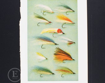 Fly Fishing Lures - Vintage print from 1966 - Streamer Fly Tying - gift for angler print