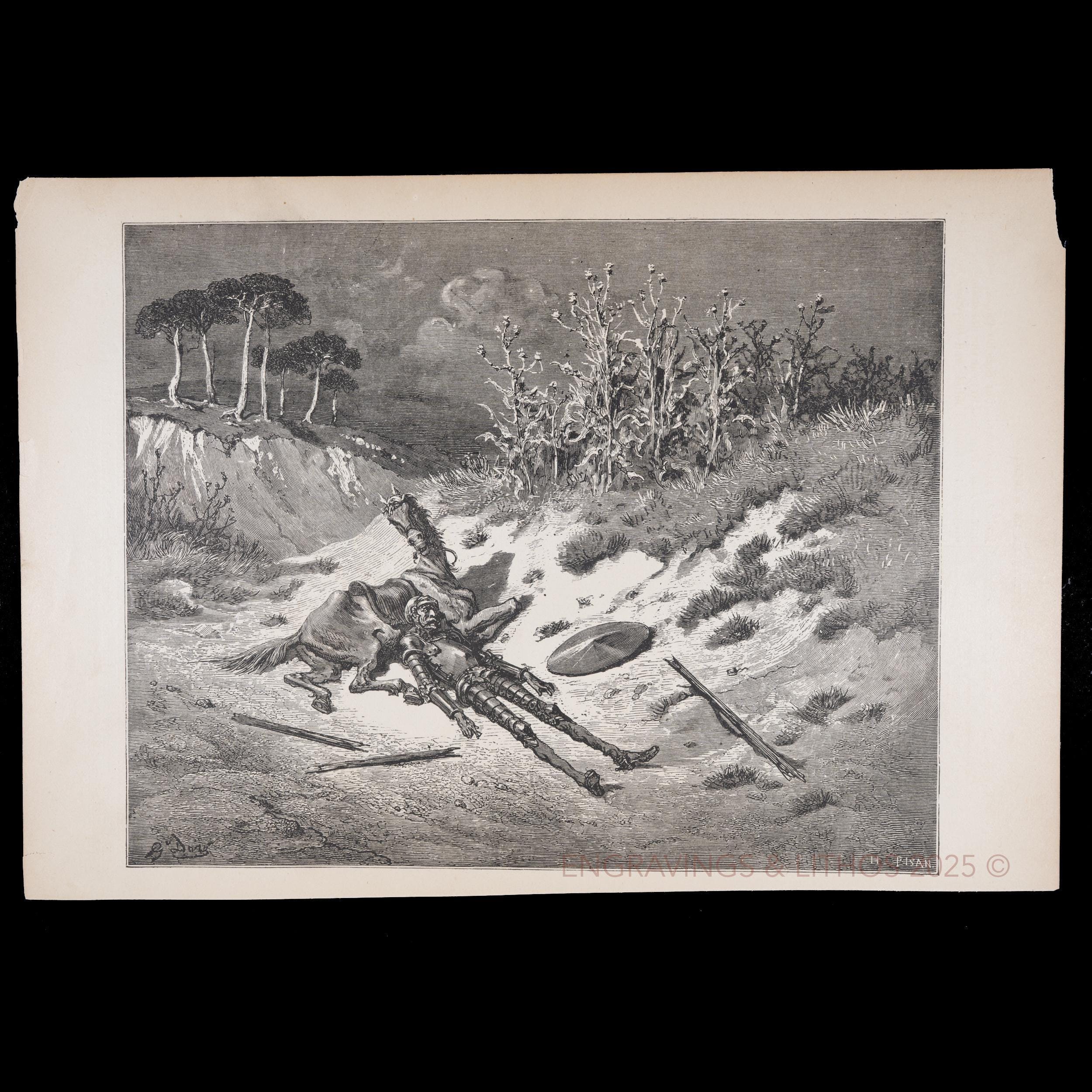 1880年 ロシナンテの横に倒れたドン・キホーテ – ギュスターヴ・ドレの