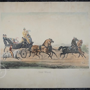 ORIGINAL-RADIERUNG - The Walk, gestochen von R. Woodman (Farblitho) von Barenger, James (1780-p.1831) - Knapp!