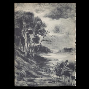 The Valley of the Princes  - Purgatorio: Canto VIII - Collotype plate from La Divina Commedia by Fratelli Alinari 1902