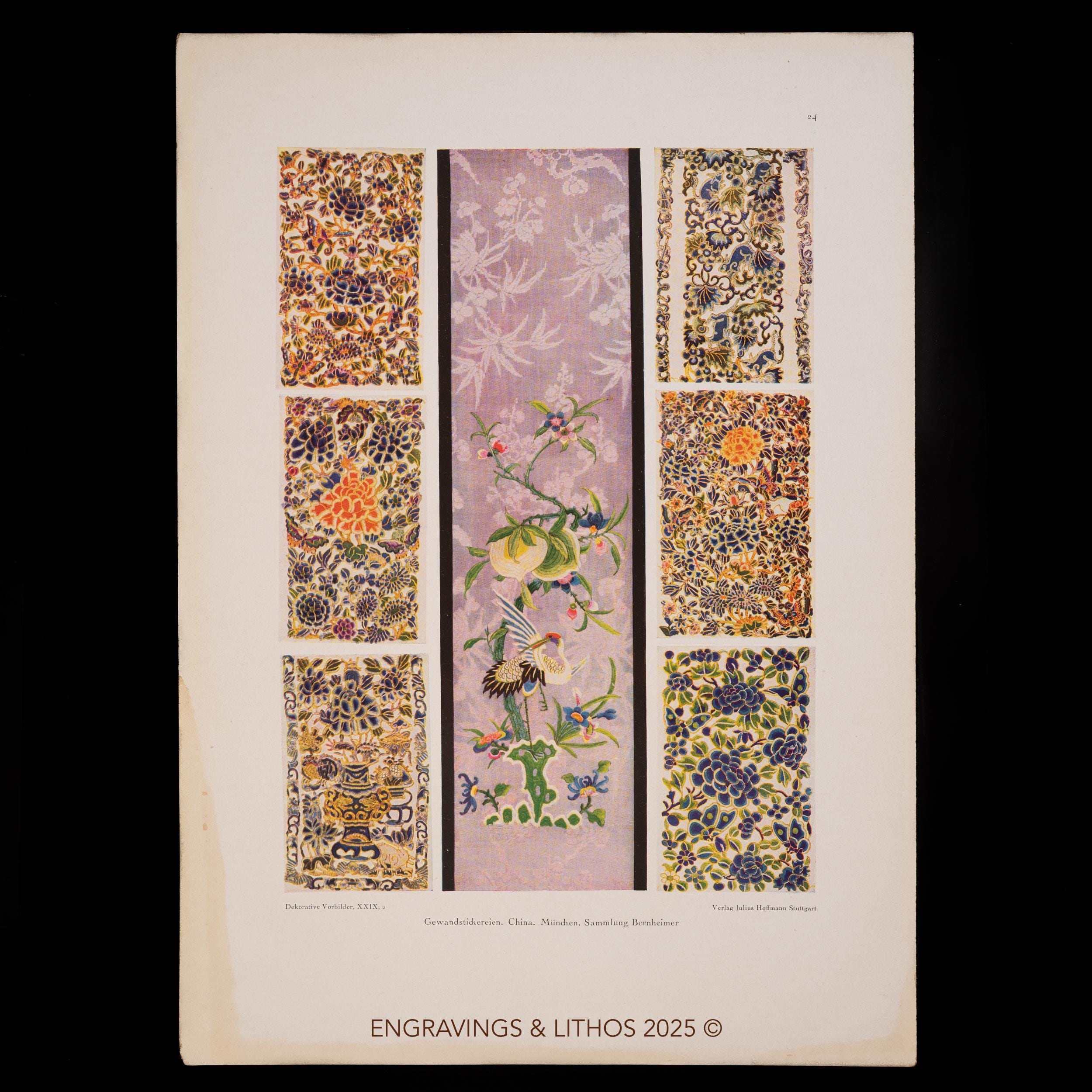 CHINESE SILK EMBROIDERY Patterns - Antique Textile Designs - 1928