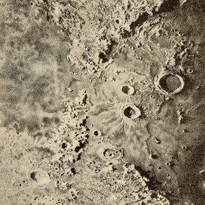 Portion of the Moon - Astronomy Original Plate 1886 - Cassell & Company