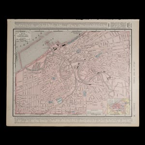 1897 CLEVELAND, OHIO, USA - Original Landkarte von Rand McNally and Company Atlas of the World