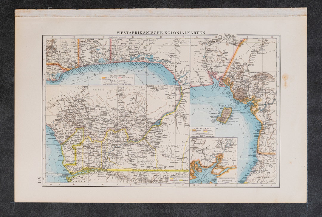 Map of Old West Africa Colonies / Color Map / Original / German World ...
