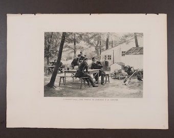 1883 PARTIDA DE DOMINÓ EN LA CANTERA – Fotograbado original de Goupil & Co, París