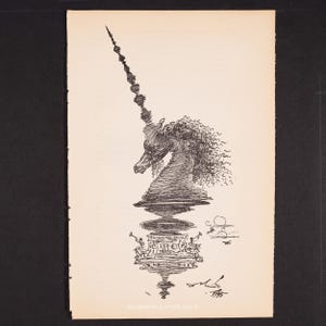 1948 BUSTO DE UNICORNIO SURREALISTA – Ilustración original de Salvador Dalí de la Autobiografía de Benvenuto Cellini