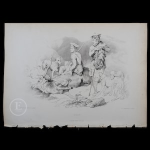 1877  DEATH of a STAG / Rest - Original Steel Engraving by Sir Edwin Landseer - London / Stunning piece!