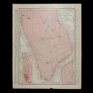 1897 NEW YORK - Original Landkarte von Rand McNally and Company Atlas of the World