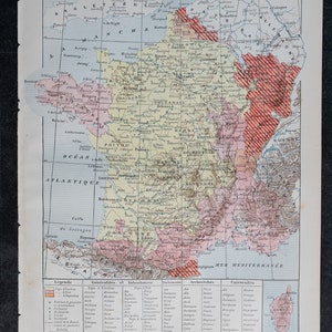 France Ancient Provinces and Economic Maps from "Le Noveau Larousse Illustré Edition" - Double side print