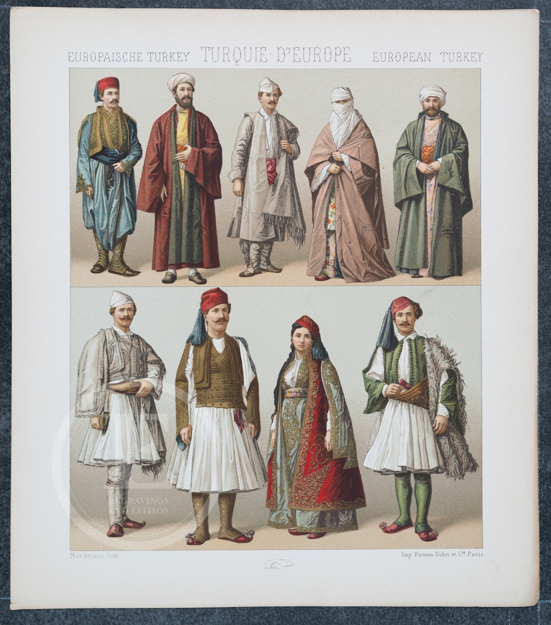 Turkey Traditional Costumes by A.racinet - EXQUISITE PRINT Color ...