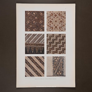 1924 JAVANESISKA BATIKTEXTILMÖNSTER - Journal de la Decoration av Guerinet.