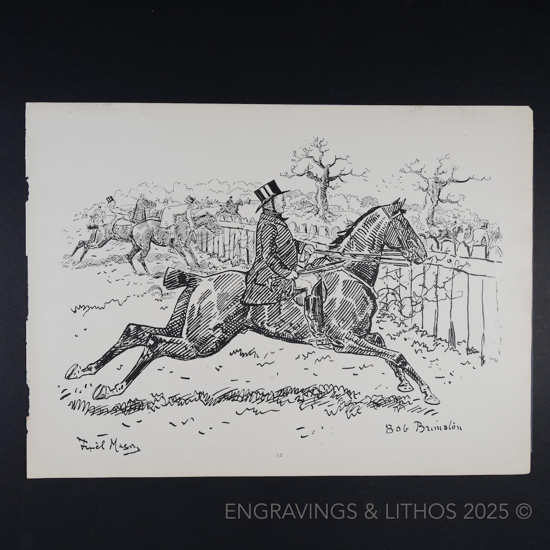 1907 BOB BRANDON on the CHASE – Black & White Hunting Illustration by ...
