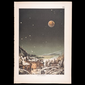 Total lunar eclipse of 1877 - Exquisite Plate - VERY RARE ORIGINAL from a German astronomy book from 1888