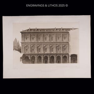 1905 COURTYARD Elevation of the PALAZZO PITTI, Florence - Exquisite Heliogravure - 17 in x 12 in (Crown Folio)