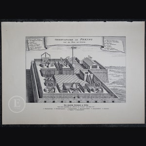 Antikes Peking-Observatoire - Weltall und Menschheit 1904 Astronomiedruck, Himmelskörper