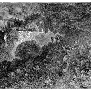1870 Sleeping Beauty Tale (Fairy Realm) by Gustave Doré - Original engraving from &quot;The Dore Gallery&quot; Edmund Ollier