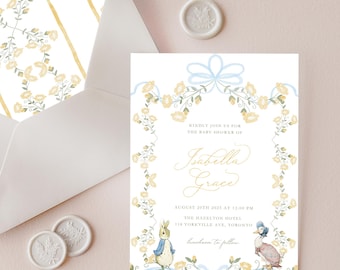 Peter Rabbit Baby Shower Invitation, Beatrix Potter Printable (Editable Digital Download)