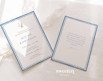 Blue First Communion Invitation | Editable Canva Template | Watercolour Printable First Holy Communion Invite | Instant Download