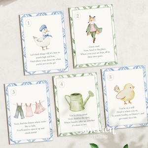 Beatrix Potter Inspired Easter Egg Hunt Clue Cards, Scavenger Hunt Cards (Instant Download Printable)
