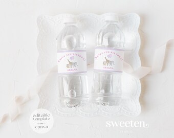 Printable Party Animals Water Bottle Label Template | Calling All Party Animals Birthday Decor | Instant Download Kids Party Decor