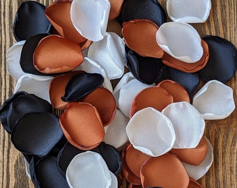 Terracotta and black rose petals for wedding decor, bridal shower decorations, flower girl petals for baskets aisle runner, head table toss