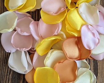 Rose petals bulk for favors bags and boxes, gift for the bride, bridesmaids proposal flowers, summer wedding ideas, mustard pink petals toss