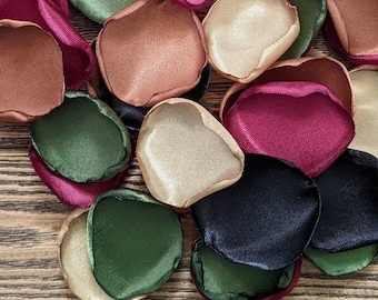 Fall modern ideas ceremony wedding decor and reception, flower girl petals for baskets and bridesmaid gifts, moody rustic bridal confetti
