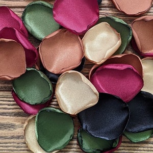 Terracotta burgundy black gold mix of rose petals for wedding decor and flower girl baskets, ceremony aisle runner or bridal shower confetti