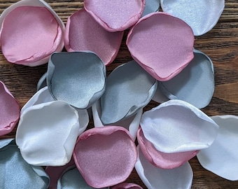 Dusty rose and sage rose petals for wedding decor confetti for boho bridal party, barn centerpieces, romantic aisle runner toss for pews