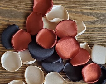 Modern rust black wedding decor, boho rose petals bulk for flower girl baskets, aisle runner minimalist tossing, simple table centerpieces