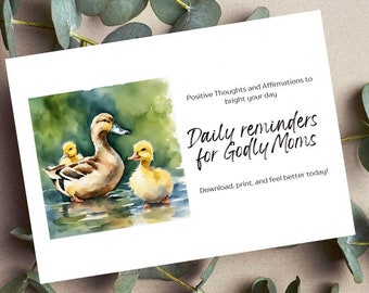Printable Motherhood Affirmation Cards – Daily Encouragement for Christian Moms – Watercolor Art – Digital Download