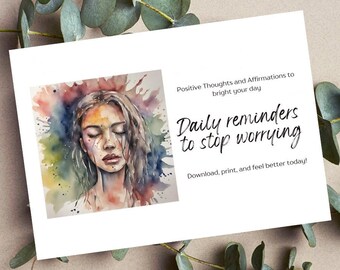 Daily Positive Affirmation Cards – Printable Mental Health & Anxiety Relief Deck – Instant Digital Download