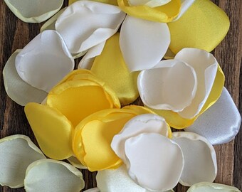Yellow aisle runner petals for wedding, flower girl confetti for baskets, summer bridesmaid proposal flowers, barn or beach gifts table toss
