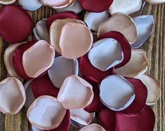 Wedding decor-Boho chic burgundy blush pink champagne and silver rose petals for table decor-wedding flowers for boxes and baskets-confetti