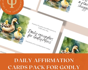 Motherhood affirmation cards set-daily encouragement quotes with art for godly Christian moms-digital download printable-mothers Day gift