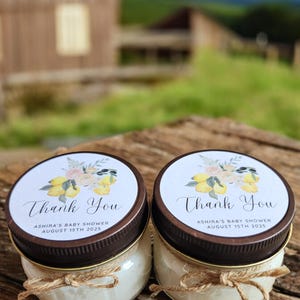 Lemon Soy Candle Favor: 4oz Citrus Bridal Shower Gift
