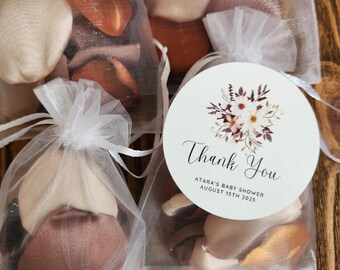 Autumn Flowers Sachet Favor, Fall Wedding Favor, Rustic Bridal Shower, Pumpkin Spice Party Decor, Harvest Baby Shower Gift, Petal Bag