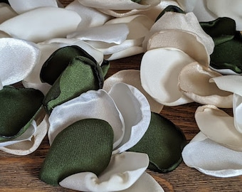 Moss champagne ivory and cream rose petals for greenery wedding-flower girl petals to toss-confetti for table décor centerpieces and aisle